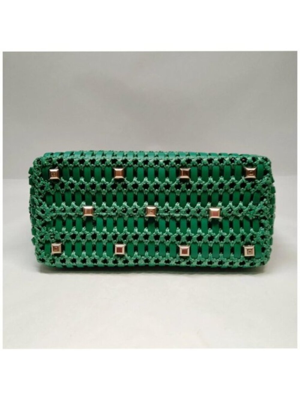 Authentic Salvatore Ferragamo Studio Woven Leather Tote Bag Green Gancini Luxury - Picture 6 of 16